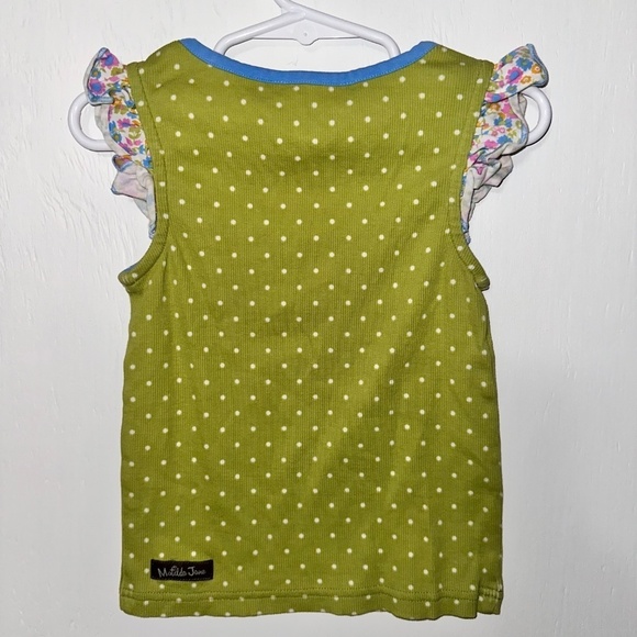 MATILDA JANE Ditzy Daisy Tank Top GIRLS 4 Green Polka Dot Boutique Ruffle Shirt - Picture 6 of 7